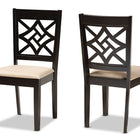 Baxton Studio Nicolette Modern and Contemporary Sand Fabric Upholstered and Dark Brown Finished Wood 2-Piece Dining Chair Set