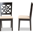 Baxton Studio Nicolette Modern and Contemporary Sand Fabric Upholstered and Dark Brown Finished Wood 2-Piece Dining Chair Set