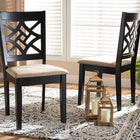 Baxton Studio Nicolette Modern and Contemporary Sand Fabric Upholstered and Dark Brown Finished Wood 2-Piece Dining Chair Set