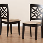 Baxton Studio Nicolette Modern and Contemporary Sand Fabric Upholstered and Dark Brown Finished Wood 2-Piece Dining Chair Set