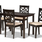 Baxton Studio Nicolette Modern and Contemporary Sand Fabric Upholstered and Dark Brown Finished Wood 5-Piece Dining Set