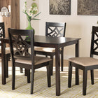 Baxton Studio Nicolette Modern and Contemporary Sand Fabric Upholstered and Dark Brown Finished Wood 5-Piece Dining Set