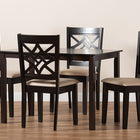 Baxton Studio Nicolette Modern and Contemporary Sand Fabric Upholstered and Dark Brown Finished Wood 5-Piece Dining Set