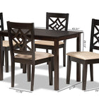 Baxton Studio Nicolette Modern and Contemporary Sand Fabric Upholstered and Dark Brown Finished Wood 5-Piece Dining Set
