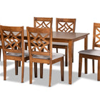 Baxton Studio Nicolette Modern and Contemporary Grey Fabric Upholstered and Walnut Brown Finished Wood 7-Piece Dining Set