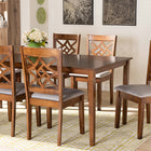 Baxton Studio Nicolette Modern and Contemporary Grey Fabric Upholstered and Walnut Brown Finished Wood 7-Piece Dining Set