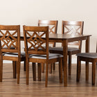 Baxton Studio Nicolette Modern and Contemporary Grey Fabric Upholstered and Walnut Brown Finished Wood 7-Piece Dining Set