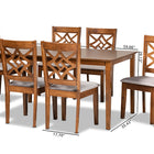 Baxton Studio Nicolette Modern and Contemporary Grey Fabric Upholstered and Walnut Brown Finished Wood 7-Piece Dining Set