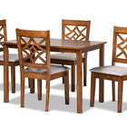 Baxton Studio Nicolette Modern and Contemporary Grey Fabric Upholstered and Walnut Brown Finished Wood 5-Piece Dining Set