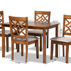 Baxton Studio Nicolette Modern and Contemporary Grey Fabric Upholstered and Walnut Brown Finished Wood 5-Piece Dining Set