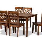 Baxton Studio Nicolette Modern and Contemporary Walnut Brown Finished Wood 7-Piece Dining Set