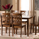 Baxton Studio Nicolette Modern and Contemporary Walnut Brown Finished Wood 7-Piece Dining Set