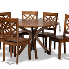 Baxton Studio Miela Modern and Contemporary Walnut Brown Finished Wood 7-Piece Dining Set