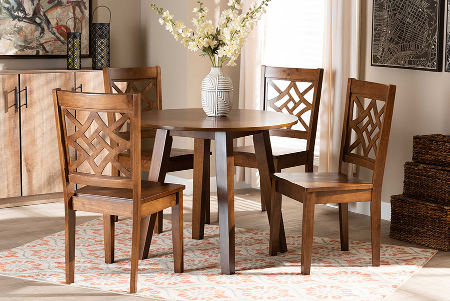Baxton Studio Rava Modern and Contemporary Walnut Brown Finished Wood 5-Piece Dining Set