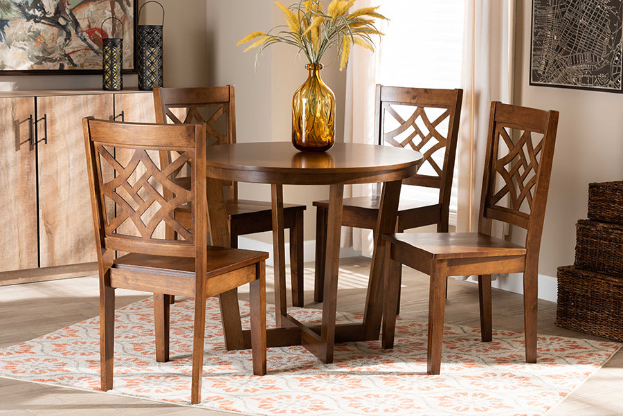 Baxton Studio Brava Modern and Contemporary Walnut Brown Finished Wood 5-Piece Dining Set