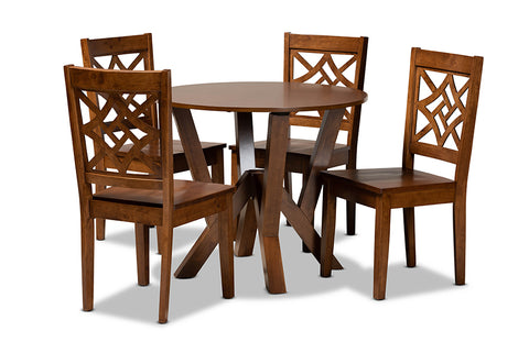 Baxton Studio Kaila Modern and Contemporary Walnut Brown Finished Wood 5-Piece Dining Set