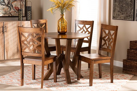Baxton Studio Kaila Modern and Contemporary Walnut Brown Finished Wood 5-Piece Dining Set