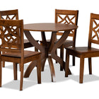Baxton Studio Anila Modern and Contemporary Walnut Brown Finished Wood 5-Piece Dining Set