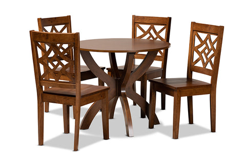Baxton Studio Anila Modern and Contemporary Walnut Brown Finished Wood 5-Piece Dining Set