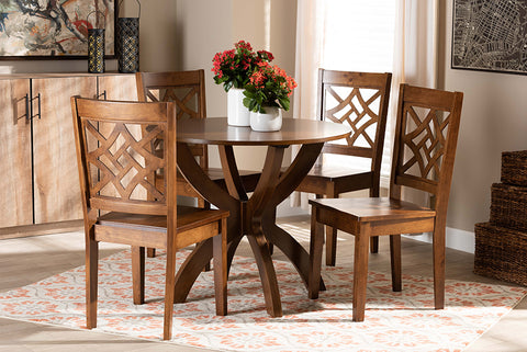 Baxton Studio Anila Modern and Contemporary Walnut Brown Finished Wood 5-Piece Dining Set