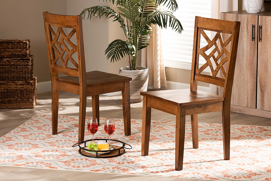 Baxton Studio Nicolette Modern and Contemporary Walnut Brown Finished Wood 2-Piece Dining Chair Set
