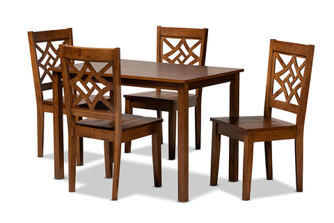 Baxton Studio Nicolette Modern and Contemporary Walnut Brown Finished Wood 5-Piece Dining Set