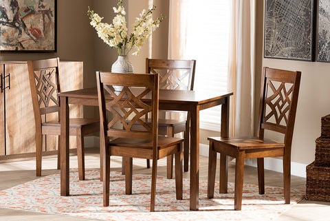 Baxton Studio Nicolette Modern and Contemporary Walnut Brown Finished Wood 5-Piece Dining Set