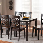 Baxton Studio Nicolette Modern and Contemporary Two-Tone Dark Brown and Walnut Brown Finished Wood 7-Piece Dining Set
