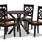 Baxton Studio Miela Modern and Contemporary Two-Tone Dark Brown and Walnut Brown Finished Wood 5-Piece Dining Set