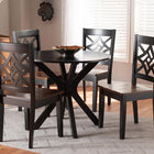 Baxton Studio Miela Modern and Contemporary Two-Tone Dark Brown and Walnut Brown Finished Wood 5-Piece Dining Set