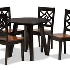 Baxton Studio Rava Modern and Contemporary Two-Tone Dark Brown and Walnut Brown Finished Wood 5-Piece Dining Set