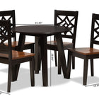 Baxton Studio Rava Modern and Contemporary Two-Tone Dark Brown and Walnut Brown Finished Wood 5-Piece Dining Set