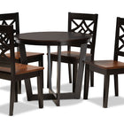 Baxton Studio Brava Modern and Contemporary Two-Tone Dark Brown and Walnut Brown Finished Wood 5-Piece Dining Set