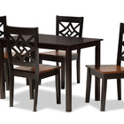 Baxton Studio Nicolette Modern and Contemporary Two-Tone Dark Brown and Walnut Brown Finished Wood 5-Piece Dining Set