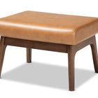 Baxton Studio Bianca Mid-Century Modern Walnut Brown Finished Wood and Tan Faux Leather Effect 2-Piece Lounge chair and Ottoman Set
