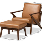 Baxton Studio Bianca Mid-Century Modern Walnut Brown Finished Wood and Tan Faux Leather Effect 2-Piece Lounge chair and Ottoman Set