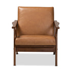 Baxton Studio Bianca Mid-Century Modern Walnut Brown Finished Wood and Tan Faux Leather Effect Lounge Chair