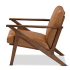Baxton Studio Bianca Mid-Century Modern Walnut Brown Finished Wood and Tan Faux Leather Effect Lounge Chair