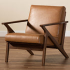 Baxton Studio Bianca Mid-Century Modern Walnut Brown Finished Wood and Tan Faux Leather Effect Lounge Chair