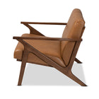 Baxton Studio Bianca Mid-Century Modern Walnut Brown Finished Wood and Tan Faux Leather Effect Loveseat