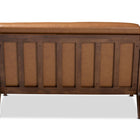 Baxton Studio Bianca Mid-Century Modern Walnut Brown Finished Wood and Tan Faux Leather Effect Loveseat
