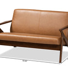 Baxton Studio Bianca Mid-Century Modern Walnut Brown Finished Wood and Tan Faux Leather Effect Loveseat