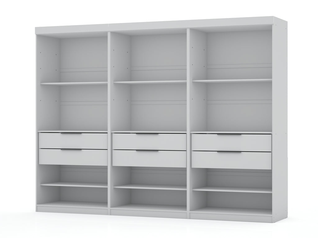 Manhattan Comfort Mulberry Contemporary Modern 36" Wardrobe Closet in White - Set of 3