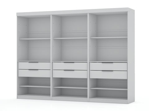 Manhattan Comfort Mulberry Contemporary Modern 36" Wardrobe Closet in White - Set of 3
