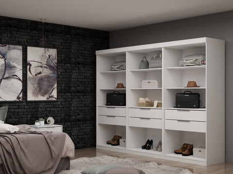 Manhattan Comfort Mulberry Contemporary Modern 36" Wardrobe Closet in White - Set of 3