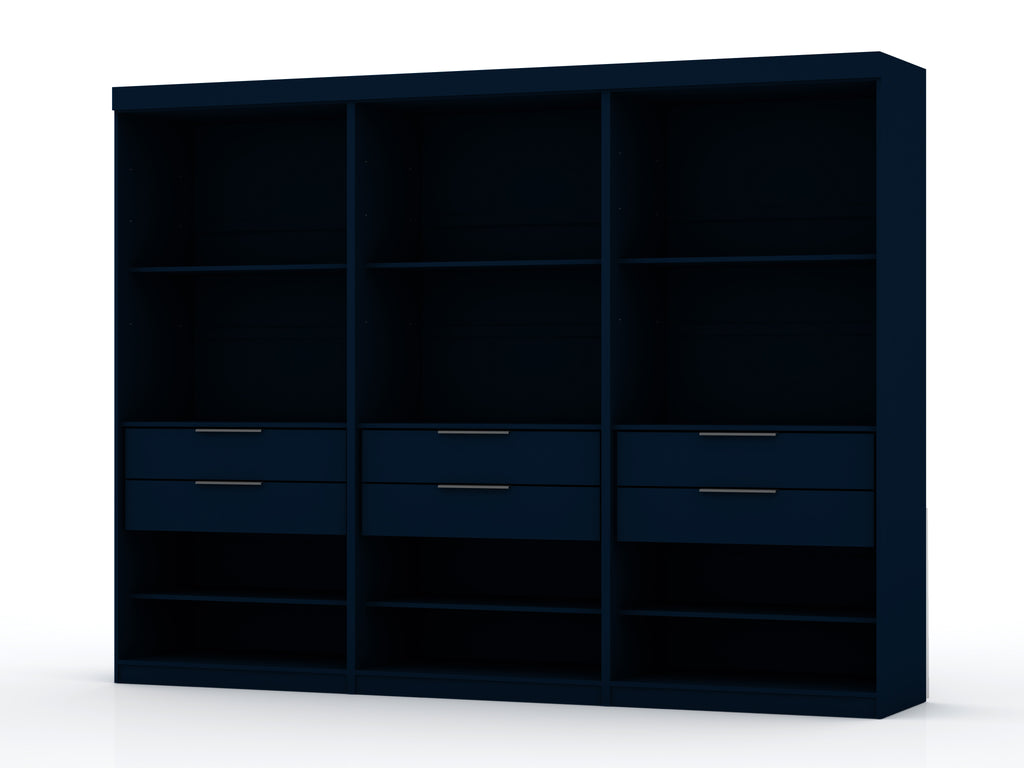 Manhattan Comfort Mulberry Contemporary Modern 36" Wardrobe Closet in Midnight Blue - Set of 3