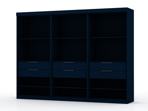 Manhattan Comfort Mulberry Contemporary Modern 36" Wardrobe Closet in Midnight Blue - Set of 3