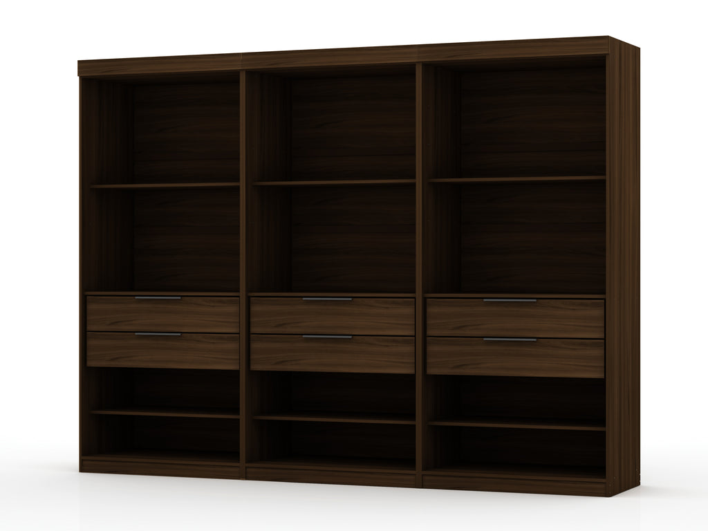 Manhattan Comfort Mulberry Contemporary Modern 36" Wardrobe Closet in Chestnut Brown - Set of 3