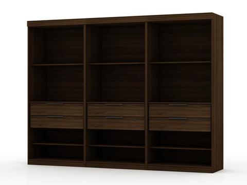 Manhattan Comfort Mulberry Contemporary Modern 36" Wardrobe Closet in Chestnut Brown - Set of 3