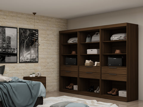 Manhattan Comfort Mulberry Contemporary Modern 36" Wardrobe Closet in Chestnut Brown - Set of 3